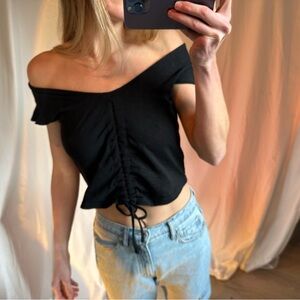 Roxy Womens Black Crop Top with optional tie / synch